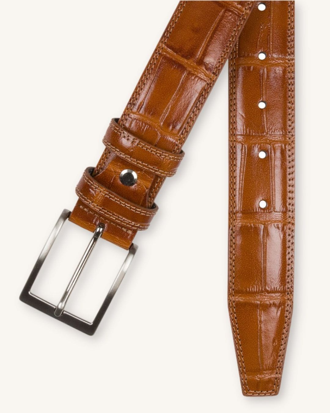 1 PORTIA Black Croco Leather Belt - Billede 1