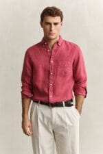 GANT REG GMNT DYED LINEN SHIRT - Billede 3
