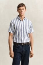 GANT REG COTTON LINEN STRIPE SS SHIRT