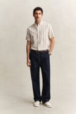 GANT REG COTTON LINEN STRIPE SS SHIRT - Billede 2