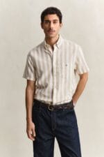 GANT REG COTTON LINEN STRIPE SS SHIRT