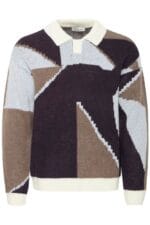 Casual Friday CFBIRK geometric knit with polo col - Billede 6