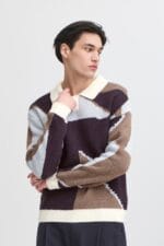 Casual Friday CFBIRK geometric knit with polo col