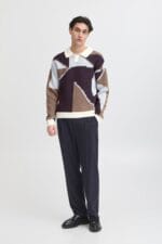 Casual Friday CFBIRK geometric knit with polo col - Billede 2