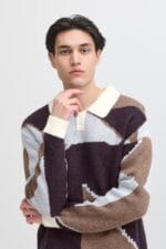 Casual Friday CFBIRK geometric knit with polo col - Billede 3