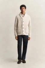 GANT RIBBED WOOL BLEND SHAWL CARDIGAN - Billede 2