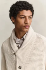 GANT RIBBED WOOL BLEND SHAWL CARDIGAN - Billede 3