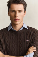 GANT LAMBSWOOL CABLE C-NECK - Billede 3
