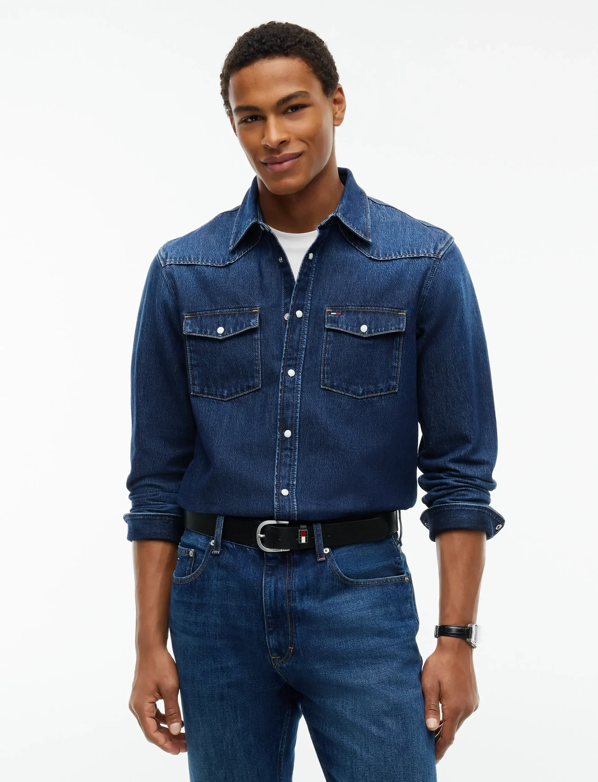 tjsdm0dm23697_cdenimdark_v1bk_10 Tommy Hilfiger REGULAR WESTERN SHIRT DJ8057 - Billede 1